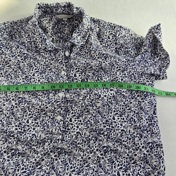 Garnet Hill European Flax Linen Floral Print Button Front Shirt Dress Size L - Picture 8 of 10
